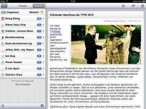 Feedübersicht in NewsRack