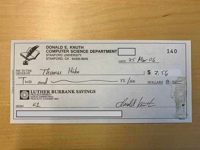 Knuth-Scheck über $2.56