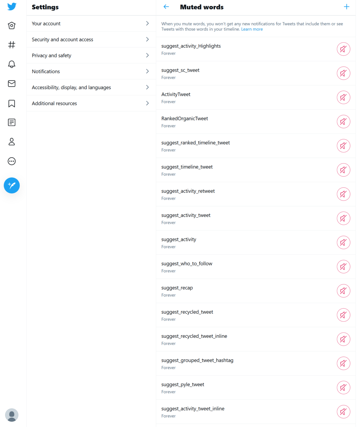 Stummgeschaltete Begriffe
